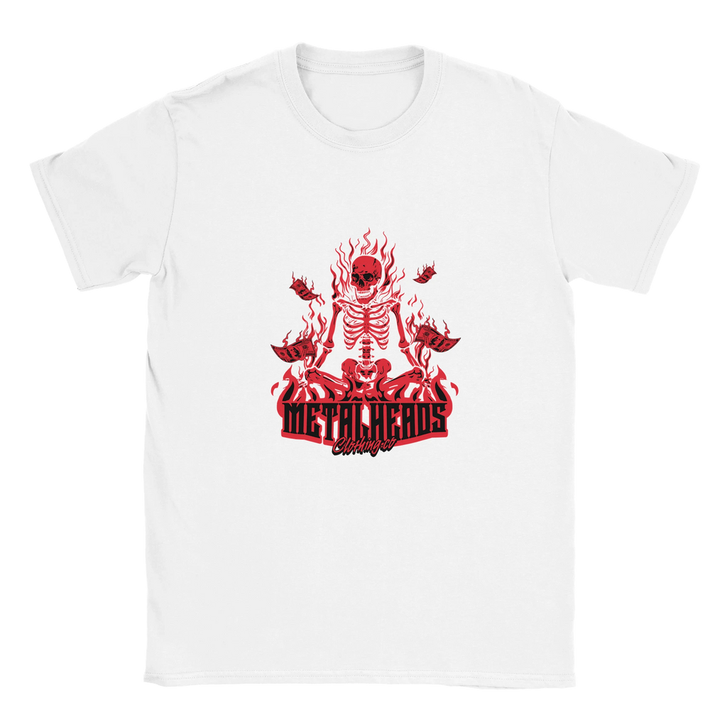 Metalheads printed on a white Gildan 64000 unisex T-shirt