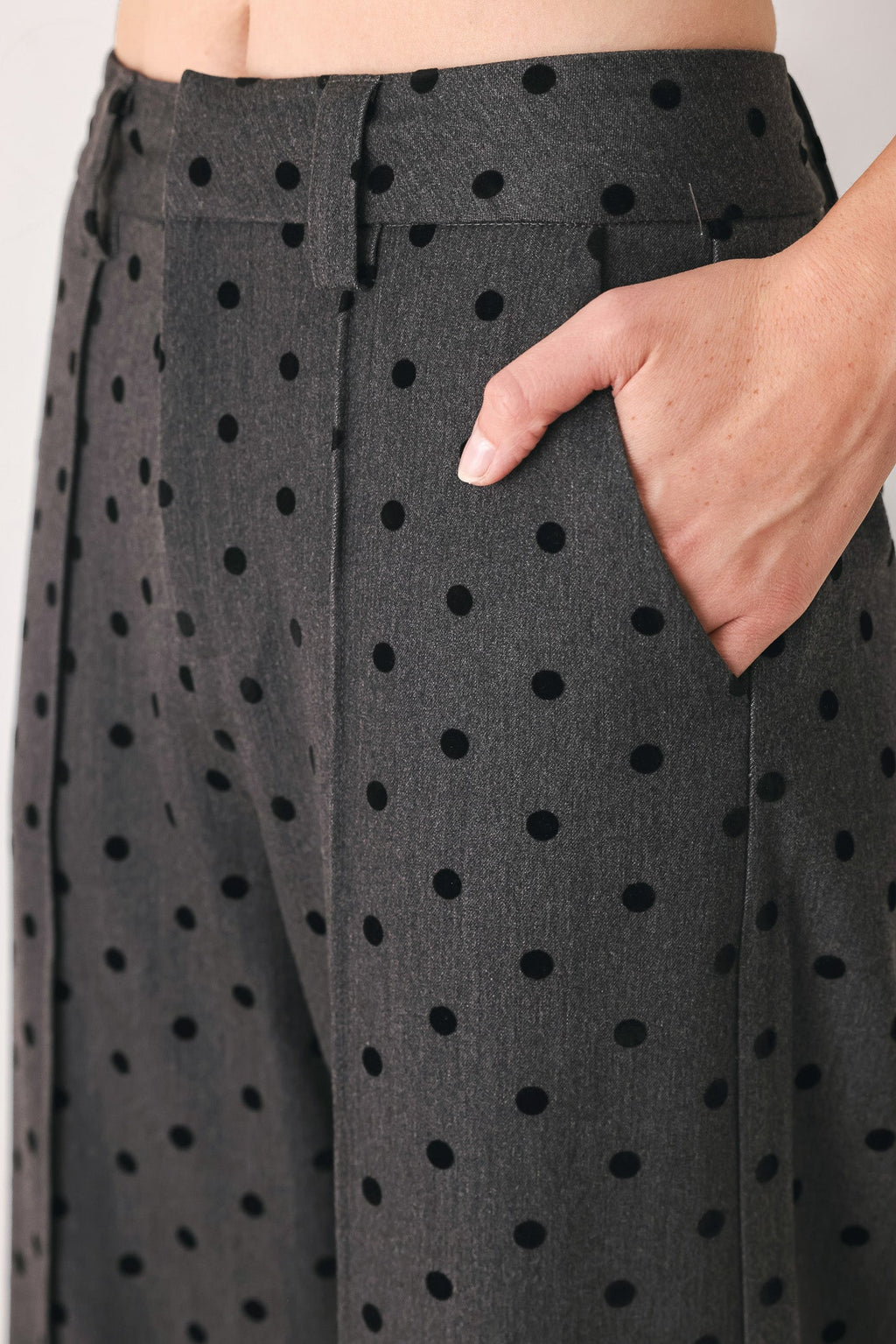 CHARCOAL DOT CHARCOAL WIDE-LEG PANTS