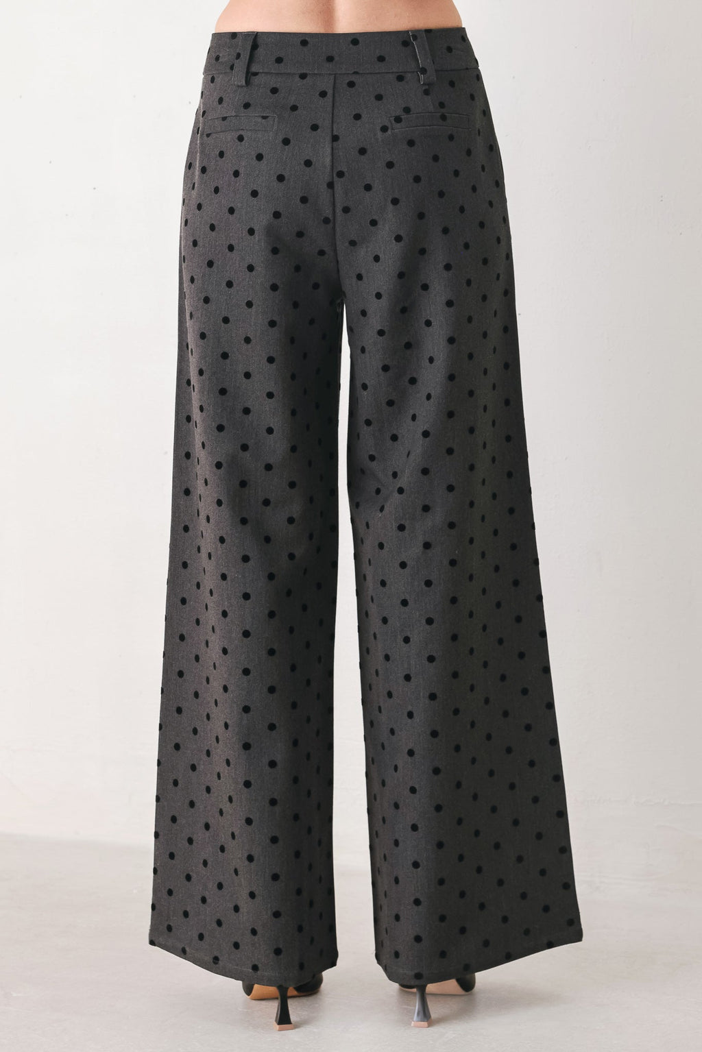 CHARCOAL DOT CHARCOAL WIDE-LEG PANTS