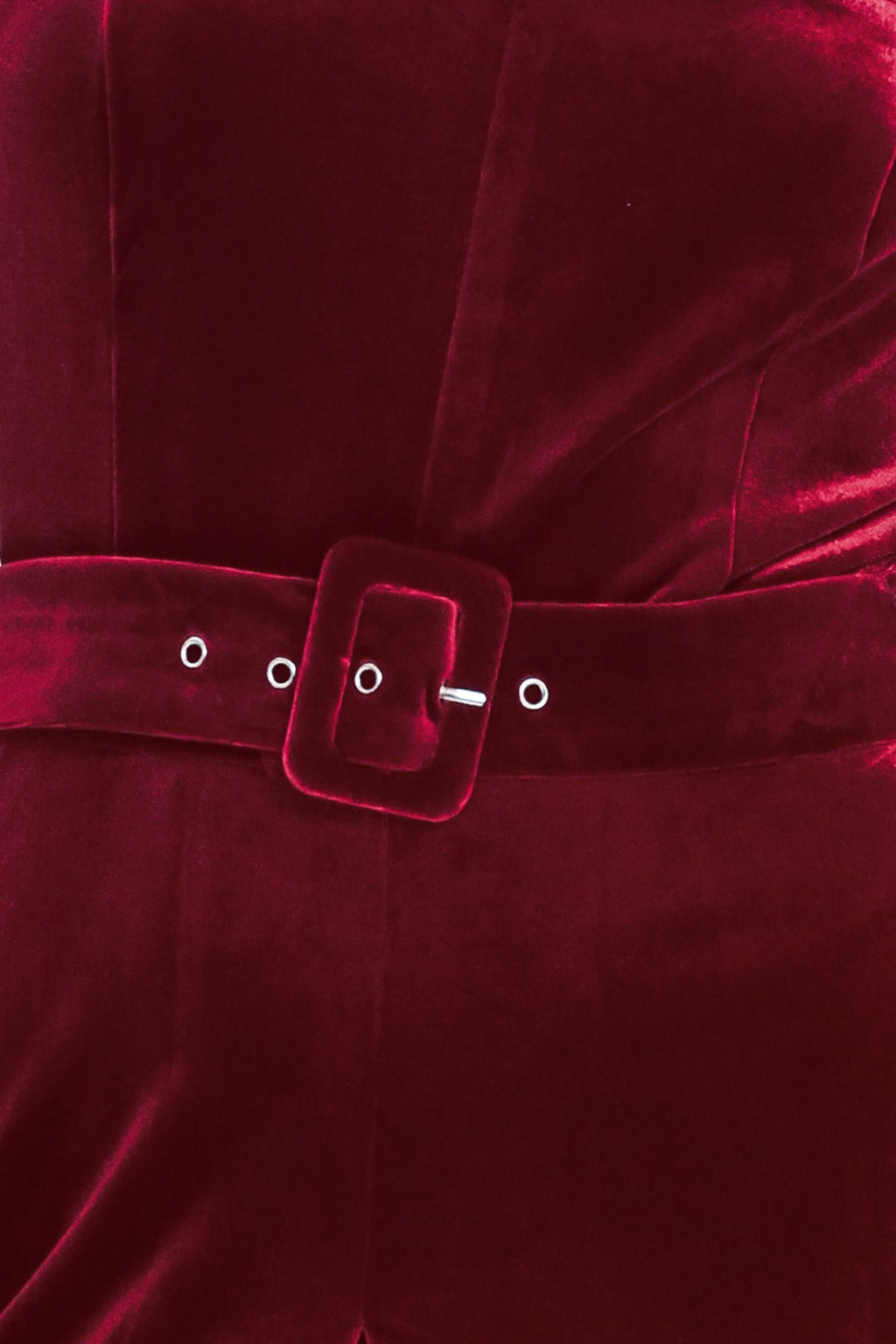 WINE AFTER DARK VELVET BELTED WIDE-LEG JUMPSUIT