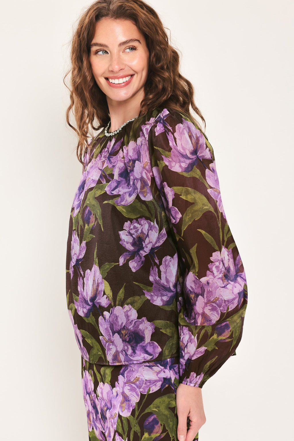 VINTAGE MERLOT WINE/PURPLE PRINTED TOP