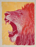 Vermilion Fox Art Print - stylized red fox against ochre