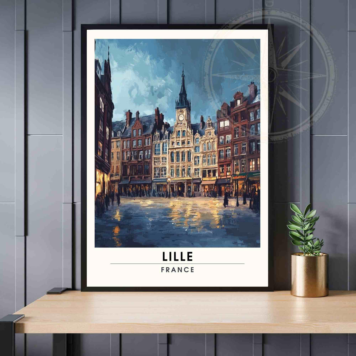 Affiche de voyage Lille | Impression Lille, France - Voyage nocturne