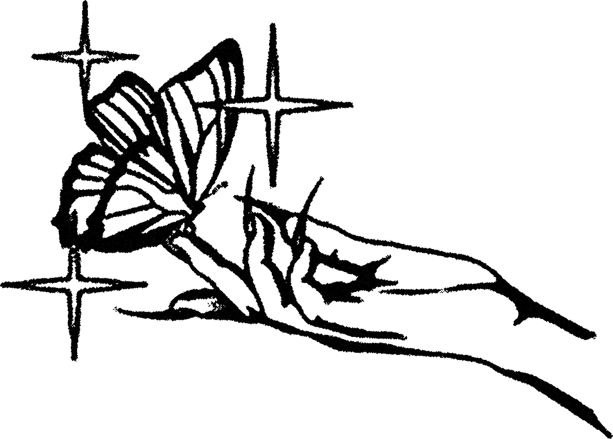 Hand Sparcles and Butterfly streetwear graphic